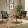 2er-Set Retro-Sessel Soler mit Veloursprints und Holzarmlehnen – Family Meble