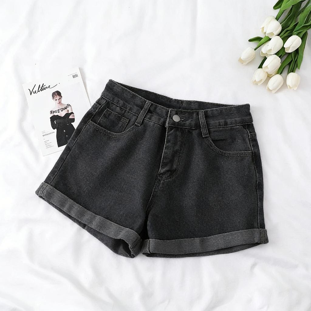 2026 Mingxin wide-leg denim shorts women's loose summer 2026 new high waist and thin versatile a word student trend