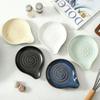 Stove Side Spoon Rest Dish for Home Cooking, Plain Look Rest with Ridged Middle and Sauce Saving Tip for Counters