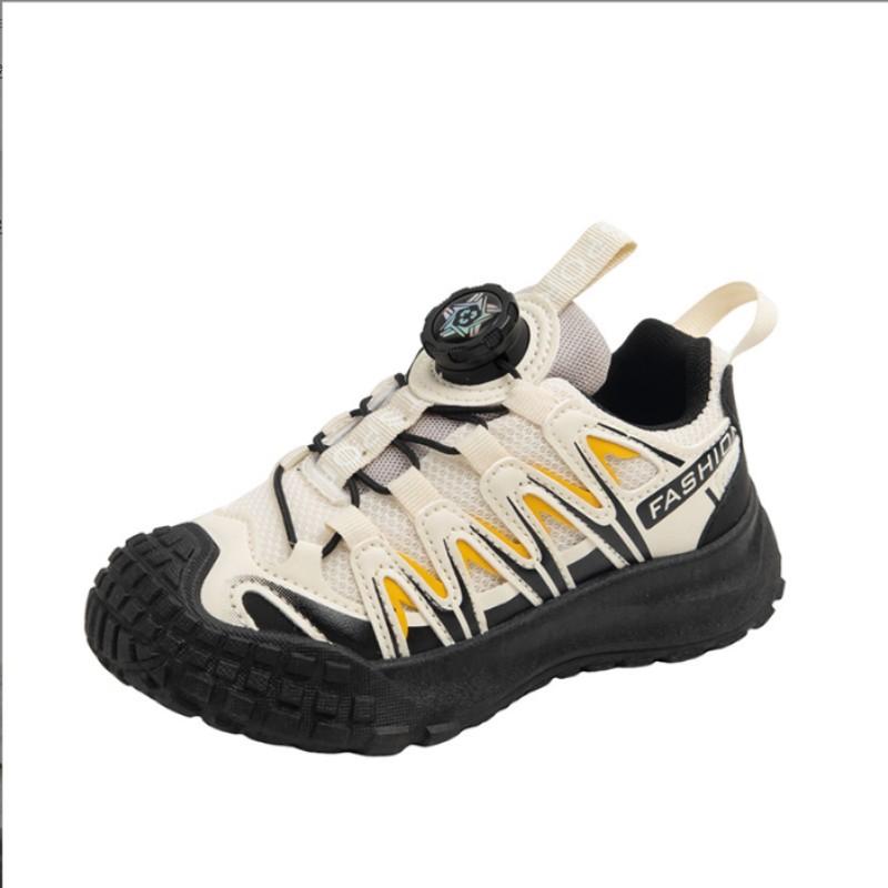 2025 Autumn New Boys' Tire Bottom Sports Shoes Double Mesh Girls' Rotating Buckle Ultra Light Bottom Leisure Running Shoes 26-37