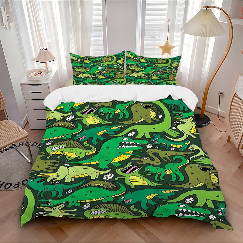 

3pcs Dino Pattern Bedding Set, Includes 1 Comforter + 2 Pillowcases, Without Pillow Inserts, Soft Comfortable, Lightweight Breathable069 135x200cm