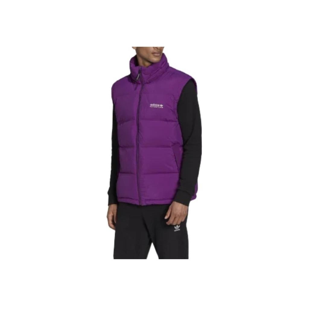 Adidas Originals Embroidered Logo Hooded Down Jacket With Zip Men Outerwear Purple H13575