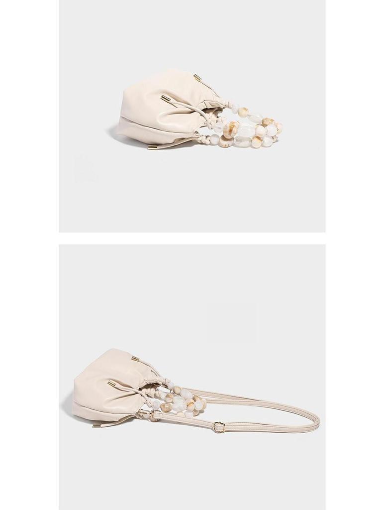 Women's 2025 Spring/Summer Pleated Chain Bucket Crossbody Bag