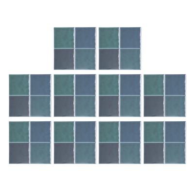 10 Pièces Autocollants Carrelage Céramique Européen Film Cristal Épaissi Carré Adhésif à Décoller et Coller Dosseret Imperméable
