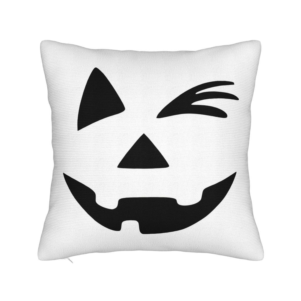 Horror Pumpkin Face Halloween Square Pillow Case Cushion Cover Novelty Zipper Decorative Pillowcase for Home 18"