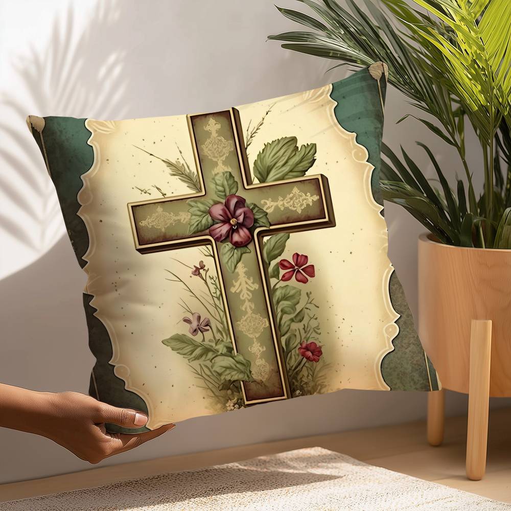 Christian Virgin Mary Cross Pillow Case Plush Fabric Soft Pillowcase Double Sided Print Cushion Cover Household Gifts