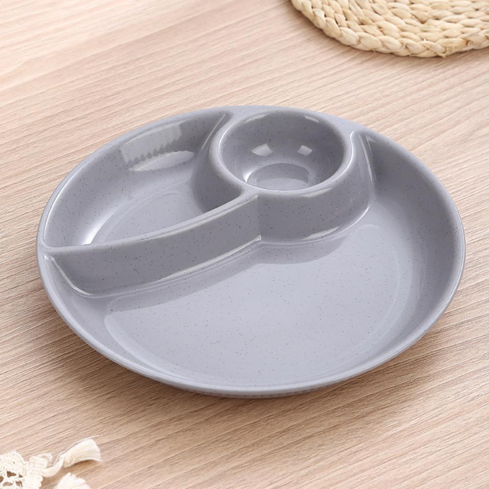 2pcs Household Round Food Plate Microwavable Thickened Divided Dinner Plate Plastic Fruit Serving Tray Salad