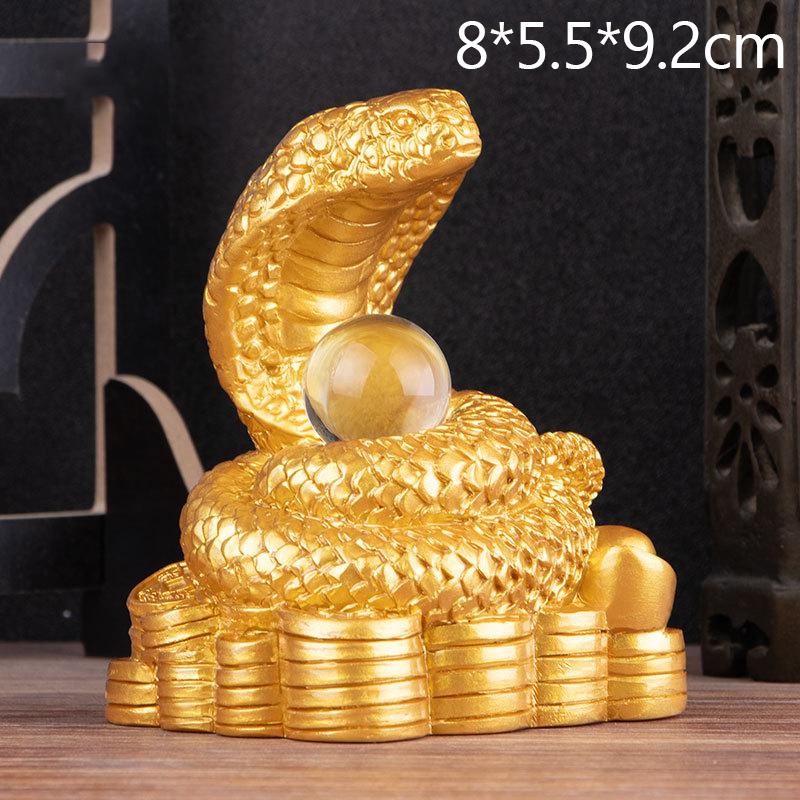 2026 Year Of The Snake Figurine Simulation Snakes Ornaments Animal Resin Statue Chinese Style Tabletop Feng Shui Lucky Crafts