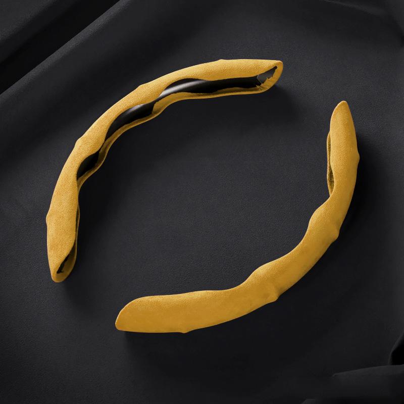 Suede Leather Steering Wheel Cover 38cm Car Steer Wheel Protector Textured Anti Slip Sweatproof Universal Decoration Accessories