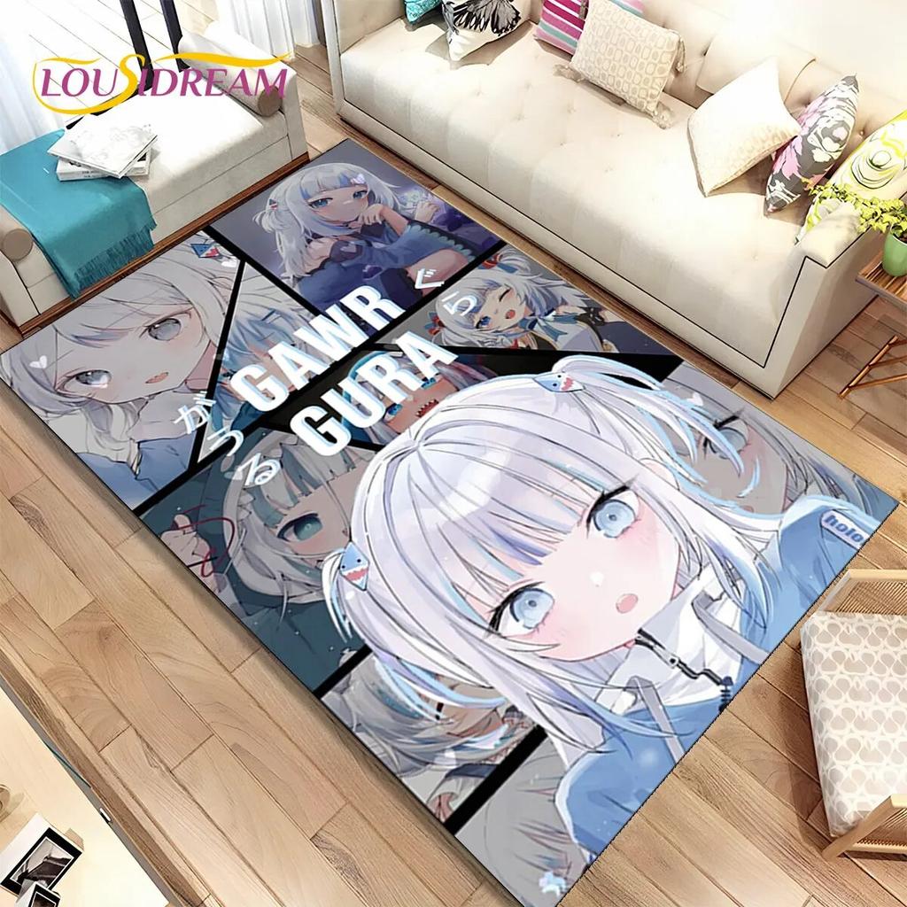 Gawr Gura Hololive Cute Anime Area Rug Large,Carpet Rug for Living Room Bedroom Sofa Doormat Decoration,kids Non-slip Floor Mat