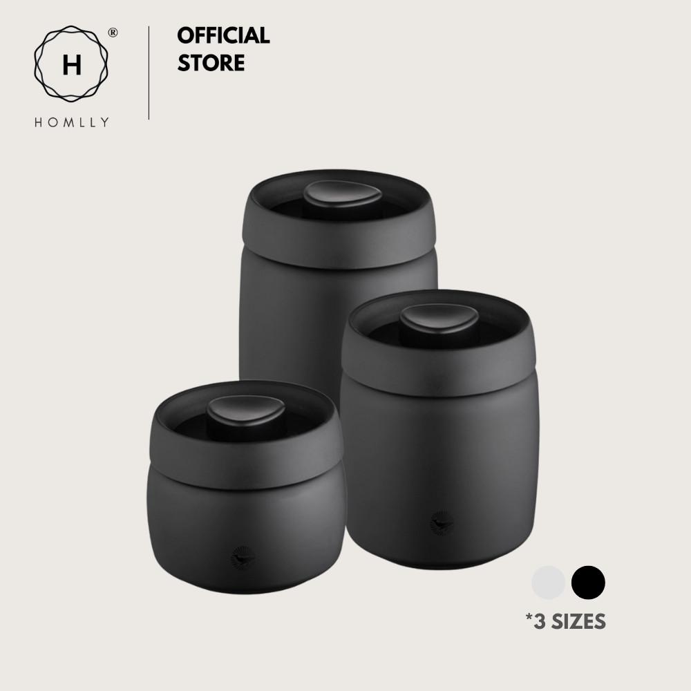 Homlly Luft Food Coffee Storage Vacuum Stainless Steel Canister Container with Airtight Lid (X2PCS)
