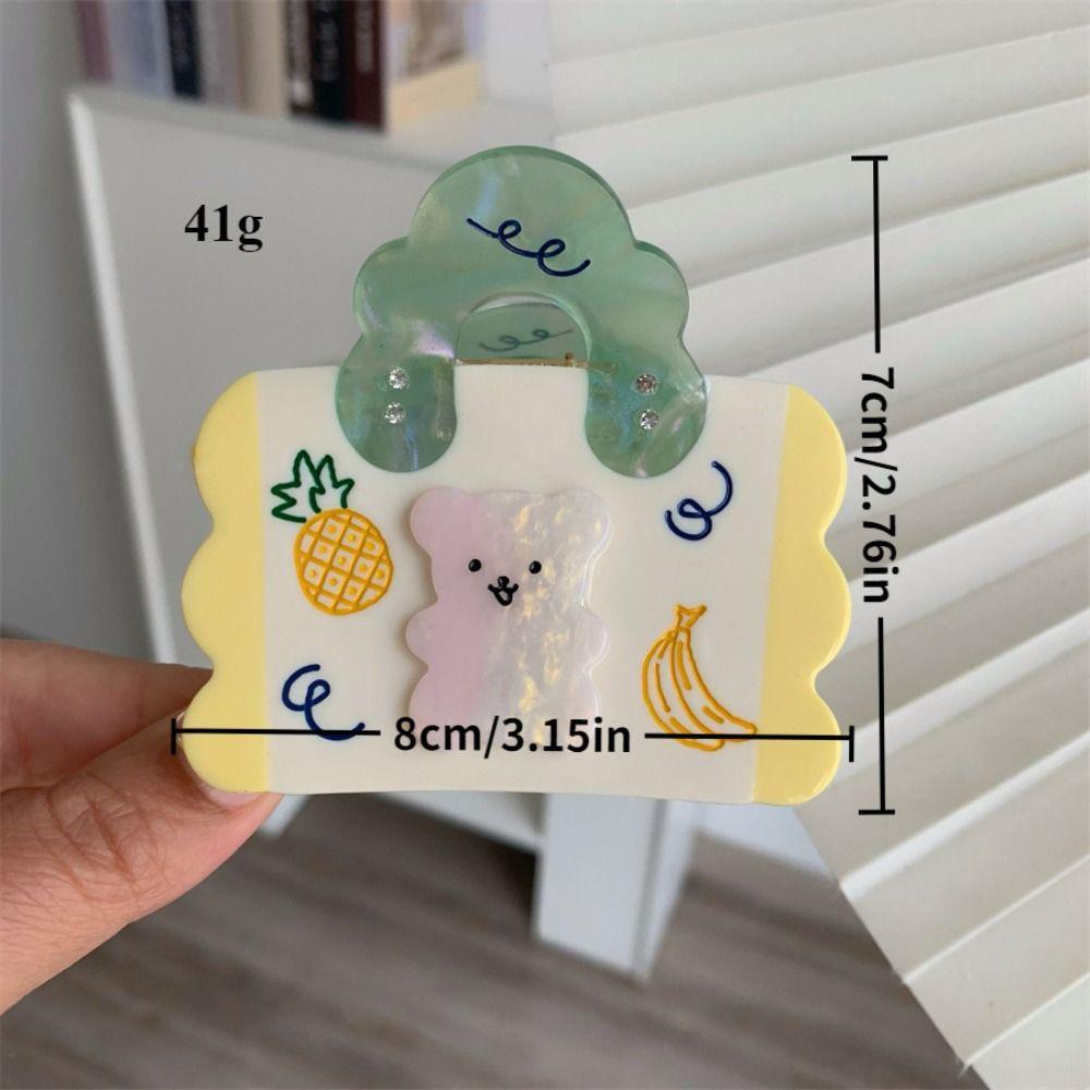 Flower Acetate Hair Claw Acetic Acid Rhinestone Hairpin Personalized Cartoon Bear Hair Clip  Female