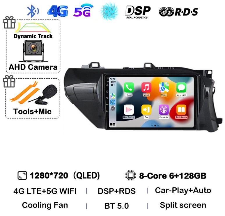 Android 14 Carplay Auto WIFI Car Radio For Toyota HILUX REVO VIGO IMV 2016  2017 2018 2019 2020 RHD GPS Multimedia Player Stereo