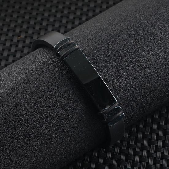 Men Silicone Faux Braided Leather Buckle Clasp Bracelet Bangle Jewelry