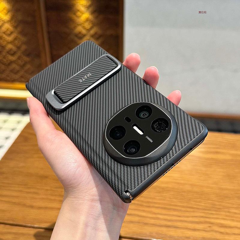 Applicable to Huawei matex6 mobile phone case carbon fiber pattern x5 collection wristband bracket x3 central axis anti-drop folding leather case