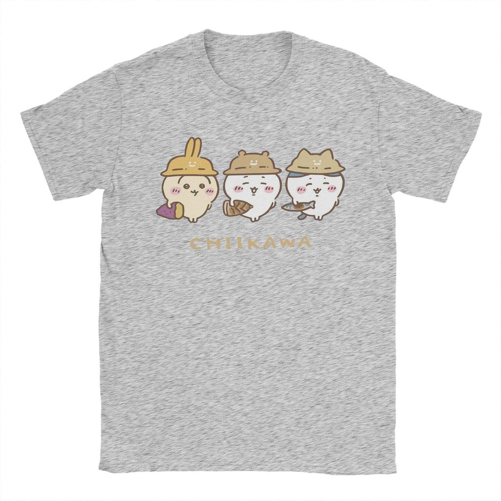 Men Chiikawas Hachiware Usagi Cute Kawaii T Shirts Cotton Clothing Leisure Short Sleeve O Neck Tee Shirt Summer TShirt