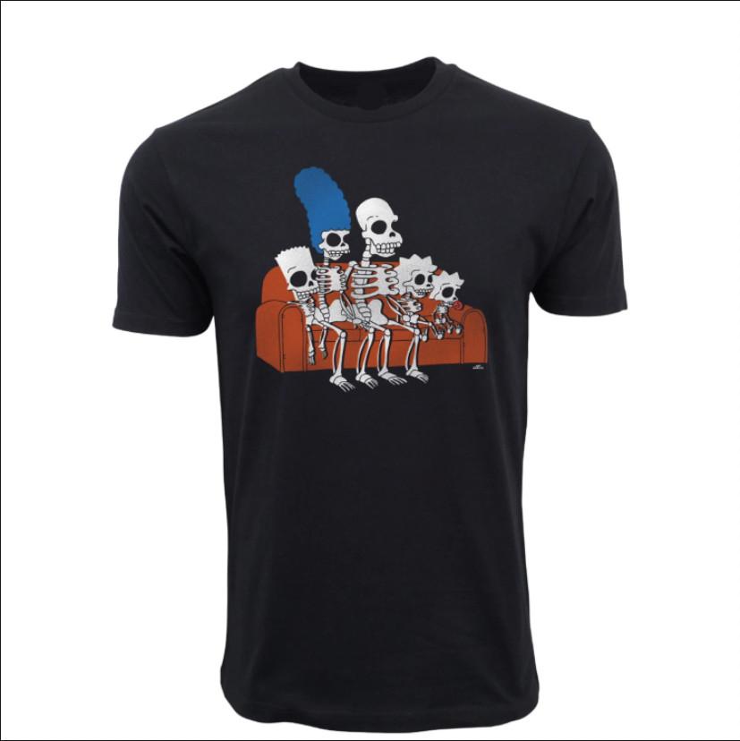 The Simpsons SKELLY FAMILY Graphic Black T-shirt Size S-5XL S разноцветный