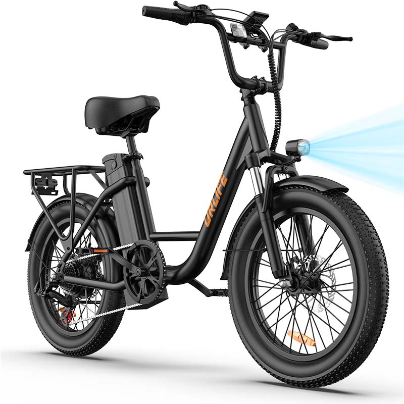 URLIFE E20 Multi Terrain Electric Bike With TowSeat 48V13Ah Battery 500W Motor Electric Bicycle 20 Inch City Fat Tire Outdoor Riding E-bike