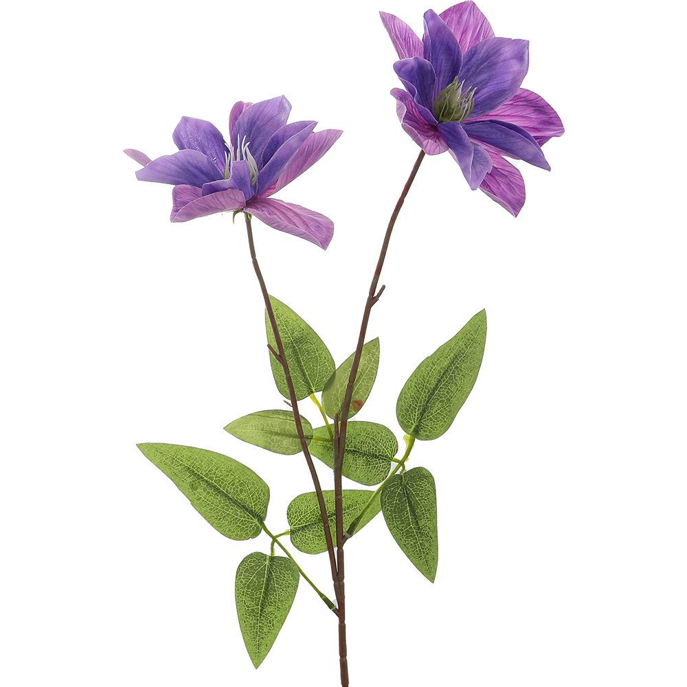 Luxury Double-Headed Clematis Artificial Flower for Living Room, Wedding Decor, and Photography Props