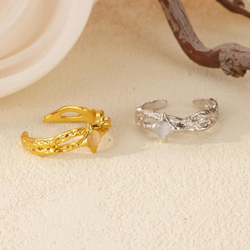 Sunflower Temperament Starry Niche Stacking Wearing Light Luxury Open Ring Female Cold Wind Irregular Texture Ring