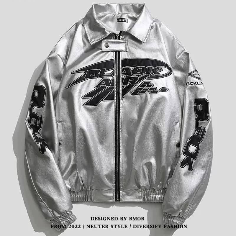 Rogue Retro Hip Hop Leather Racing Jacket: Trendy Unisex Autumn Motorcycle Style