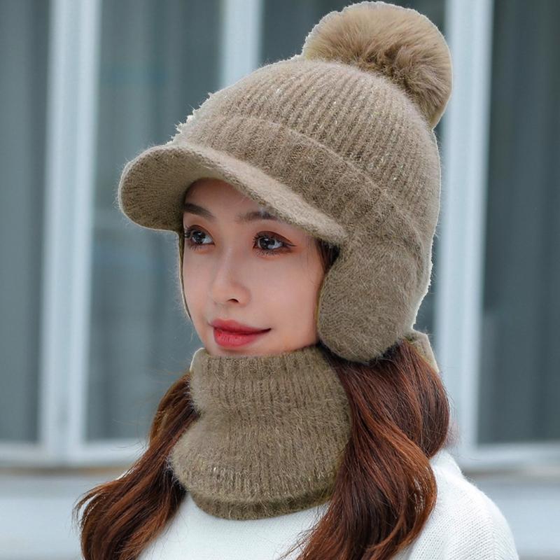 Hat Balaclava Set Beanie Scarf Set Winter Warm Knit Hat Scarf Set Skullies Beanie Men Ear Head-Neck Cover Ski Beanie Hat