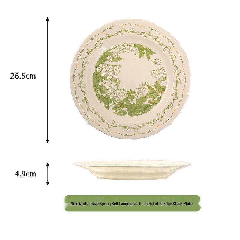 

European Lily of the Valley Ceramic Flat Plates, Set of 5