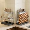 Yousheng Kitchen Storage Rack, Cutter, Cutting Board And Utensil Stand, with Drainer Tray Anti-Slip Base, Stainless Steel Multi-Slot Organizer for