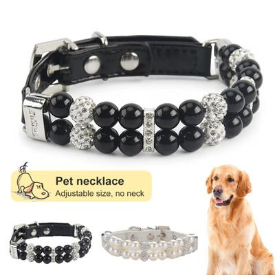 Collier pour animaux de compagnie, accessoire de décoration élégant, résistant à l'usure, mode chiens, fausses perles, boucle de collier pour petits