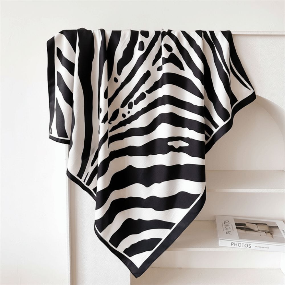 Breathable Stripes Square Headscarf Lightweight Printed Silk Scarf 90 CM Square Scarf Outdoor