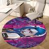 Blue Haired Character,Graffiti Background Chair Mat Round Rug Office Carpet, Machine Washable, Non Slip, Suitable for Living Rooms, Bedrooms