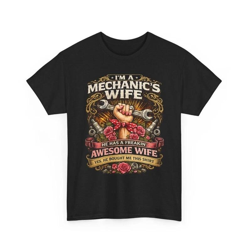 Mechanic s Wife Shirt | Funny Wrench Roses Auto Mechanic Gift L