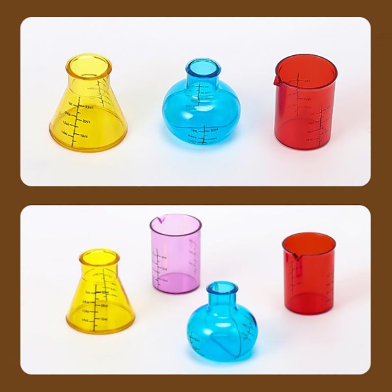 1 Sæt Pædagogiske Mini Målebægre Plastik Undervisningshjælp Videnskabeligt Eksperiment Sensorisk DIY 4 Farvede Målebægre