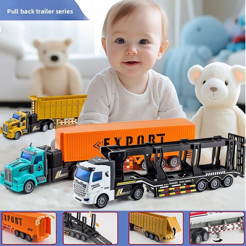 Double Trailer Decker Container Truck Engineering Vehicle Model Children Toy