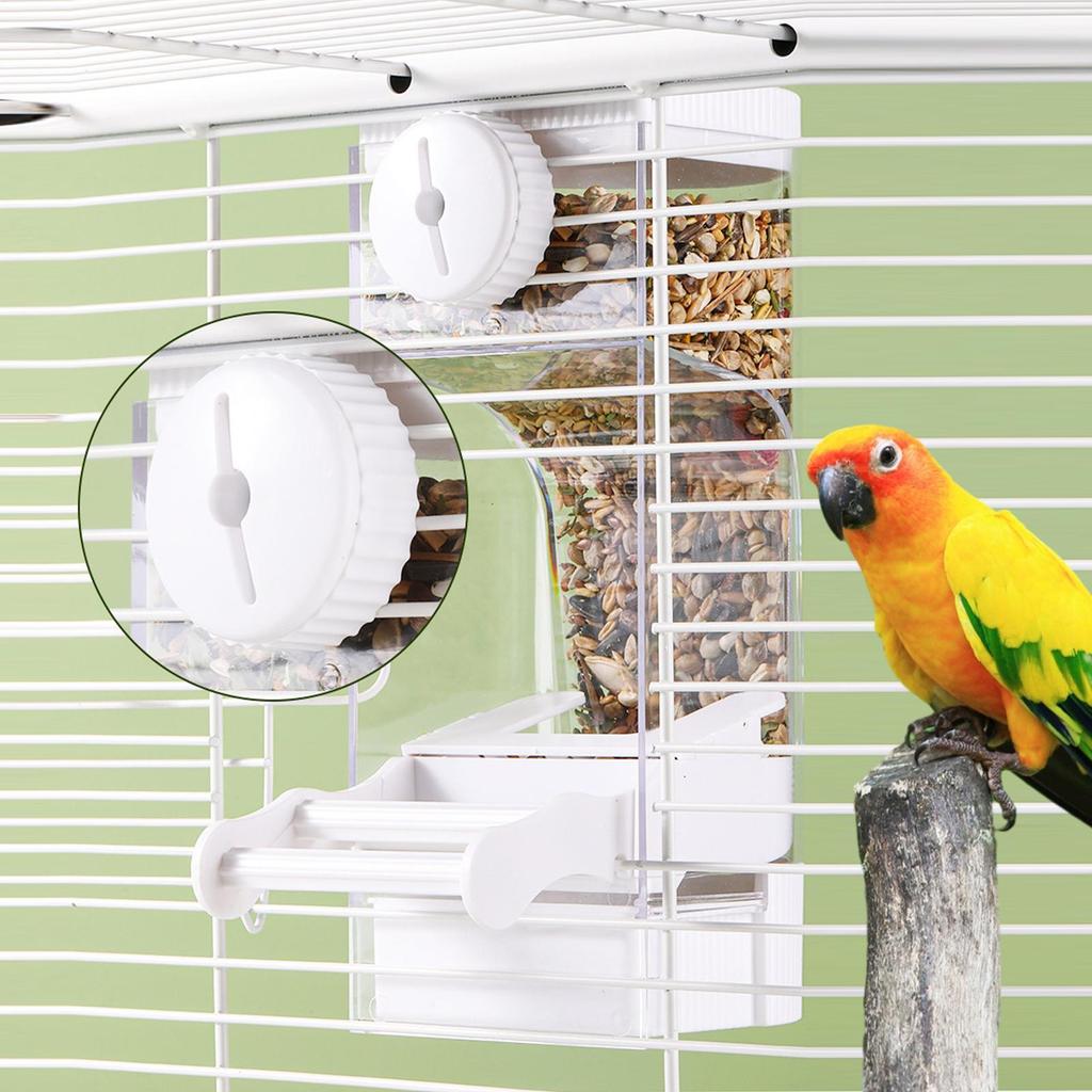 Parakeet Feeder Automatic Transparent Food Container Bird Cage Food Dispenser For Pet Aviary Finch Monk Parrots Home Garden