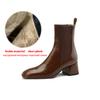 Krazing Pot Cow Skin Autumn Winter Shoes Thick Med Heels Size 43 Western Boots Slip on Stretch Knitwear Ankle Boots