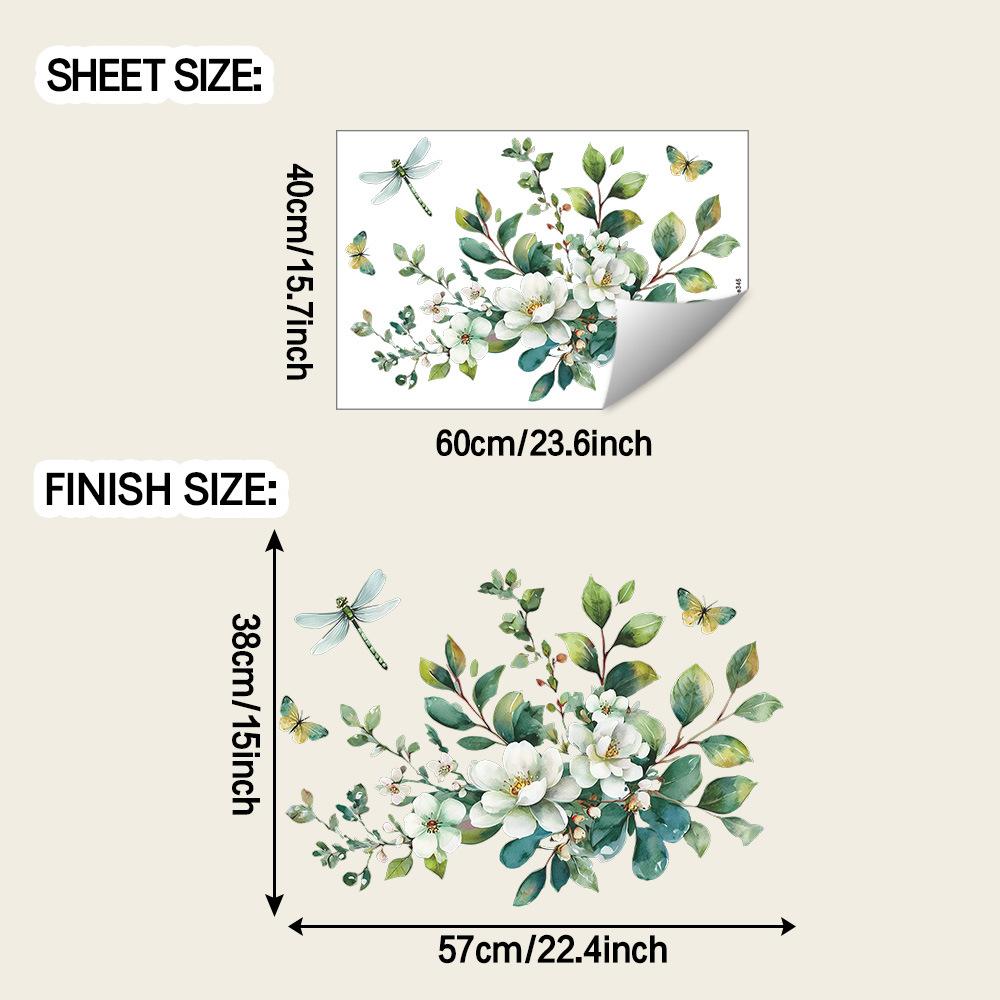 

Свежие и Чистые Белые Цветы и Зеленые Листья Стрекоза Ванная Комната Дом Настенные Декорации и Украшения Наклейки