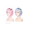 Premium Women Short Ram Rem Cosplay Wig With Stylish Adornment And Heat Resistant Synthetic Bob Hair