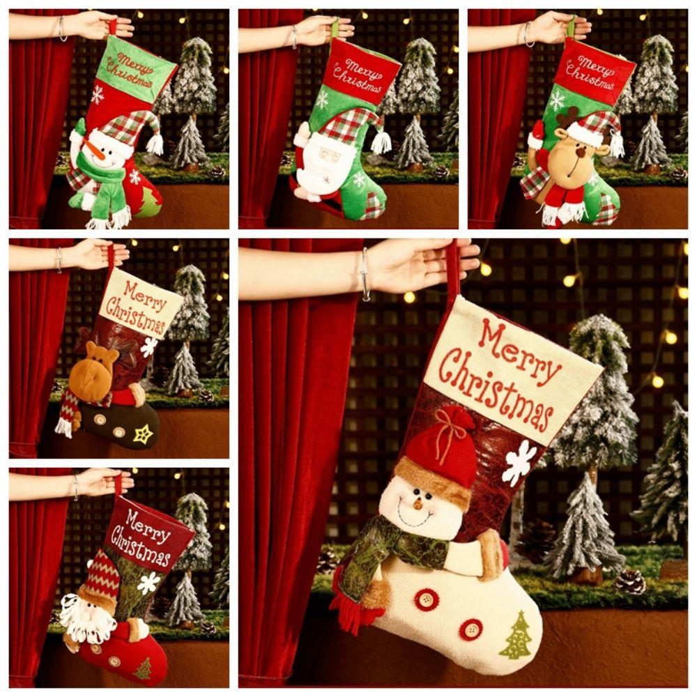 Santa Claus Xmas Tree Hanging Decoration Large Capacity Candy Bag Christmas Stockings New Year