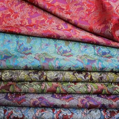 100x75cm Chinese Traditional Silk Jacquard Fabric, Cheongsam Gown, Costumes Clothing, DIY Sewing Fabric, Butterfly Pattern