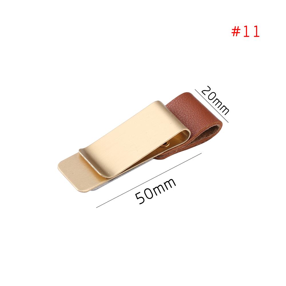 School Office Supply Stainless Steel Handmade Leather Brass Clips Stainless Steel Pen Holder Clip Journal Notebook Paper Folder
