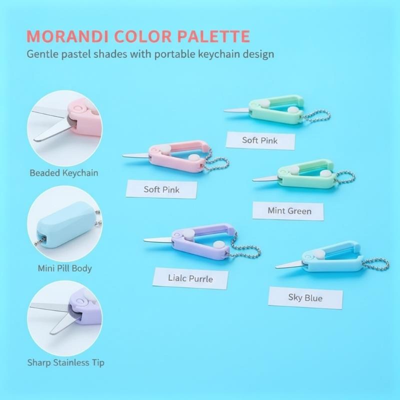 Creative Mini Portable Folding Scissors Morandi Simple Paper-Cutting Art Tool Stationary Scissors Office School Supplies