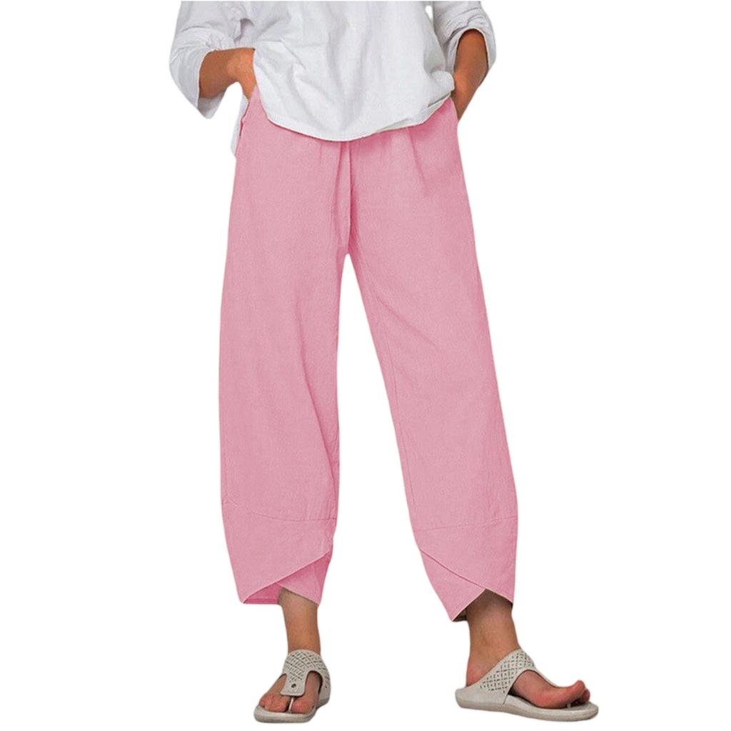 Women's Cotton And Linen Wide-leg Pants High Waist Loose Casual -length Pants