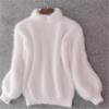 2026 Korean Lantern Sleeve Faux Mink Velvet Loose Knit Pullover Sweater for Women