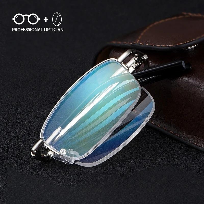 Metal Folding Reading Glasses Hyperopia Astigmatism Prescription for Men Business Degree Customizable Anti Blue Light Eyeglasses
