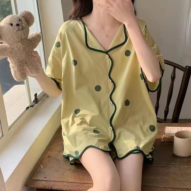 Cardigan Short Sleeve Shorts Pajama Set Girls Summer Kimono Sweet Cute Panda Can Wear Loungewear