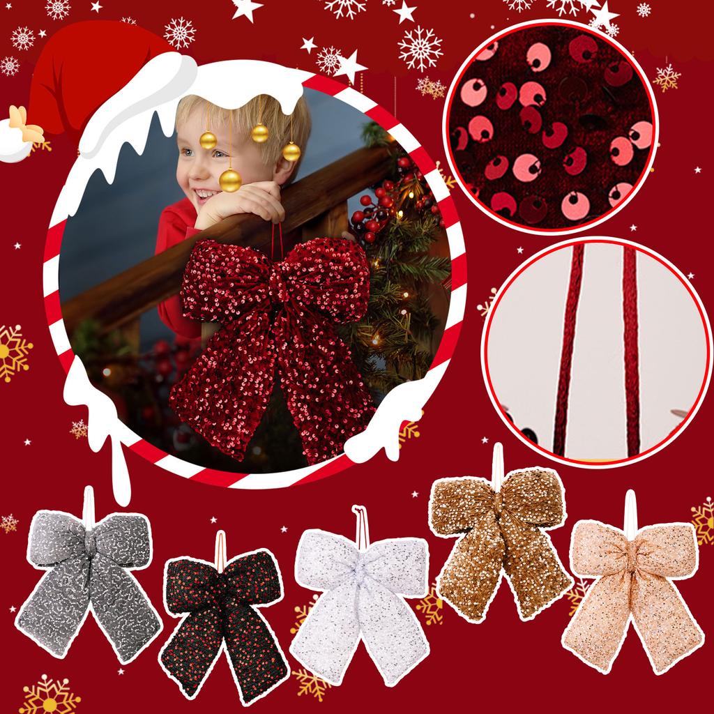 Christmas Decorations Sequin Bow Pendants Christmas Tree Decoration Bow Pendants Wedding Arrangements