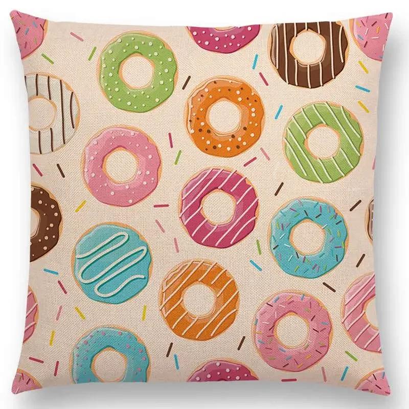 Colorful Prints Cushion Cover Chocolate Candy Donuts Pretty Ice Cream Pattern Color Party Sofa Throw Pillow Case Decor
