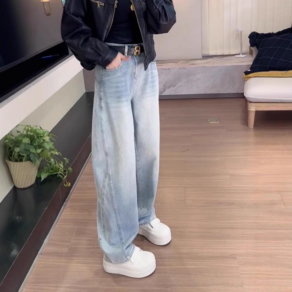 Dámské džíny se širokými nohavicemi: Jaro/Léto/Podzim 2025 - Zeštíhlující, Všestranný, Design s rovnými nohavicemi