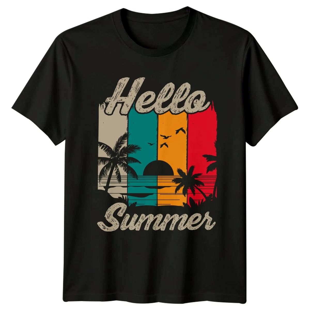 Hello Summer T-Shirt Retro Beach Summer Vacation Summer Holiday Gift For Him XS
